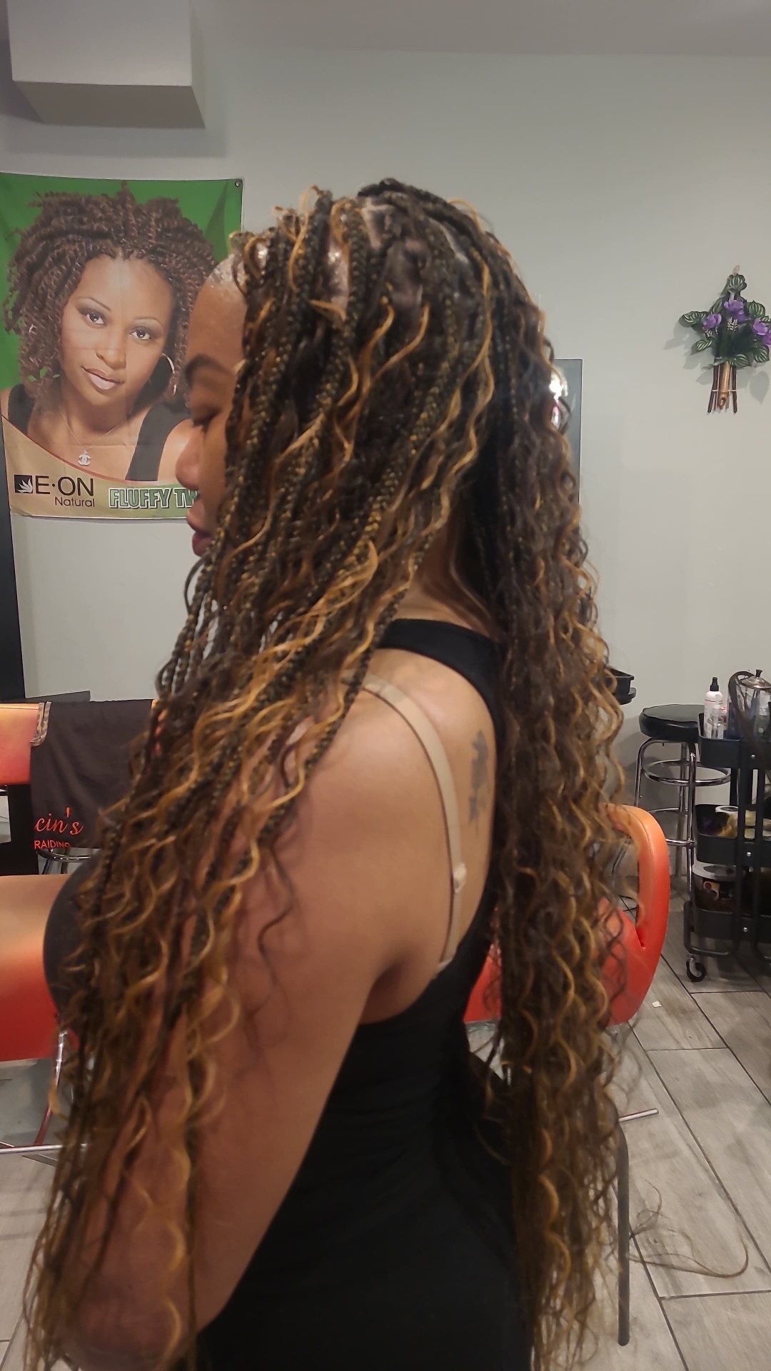 Boho knotless with honey highlights